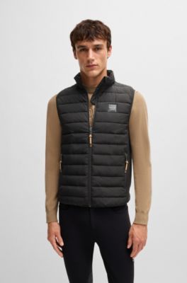 Equestrian water-repellent gilet with logo patch, Black