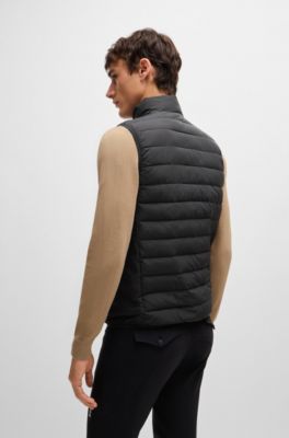 Equestrian water-repellent gilet with logo patch, Black