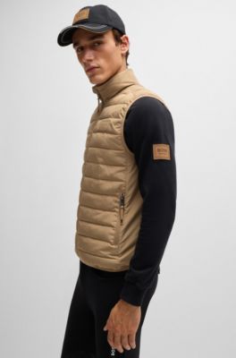 Equestrian water-repellent gilet with logo patch, Beige