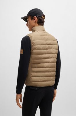 Equestrian water-repellent gilet with logo patch, Beige
