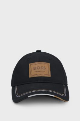 Equestrian cap with retro-inspired logo patch, Black
