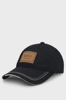 Equestrian cap with retro-inspired logo patch, Black