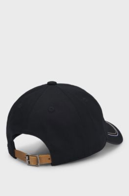 Equestrian cap with retro-inspired logo patch, Black