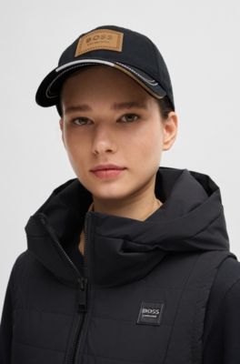 Equestrian cap with retro-inspired logo patch, Black