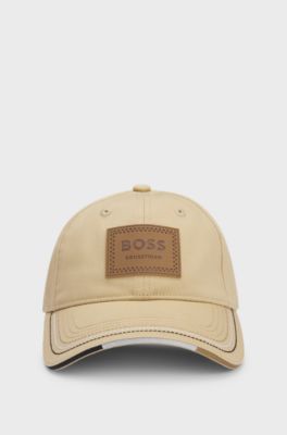 Equestrian cap with retro-inspired logo patch, Light Beige
