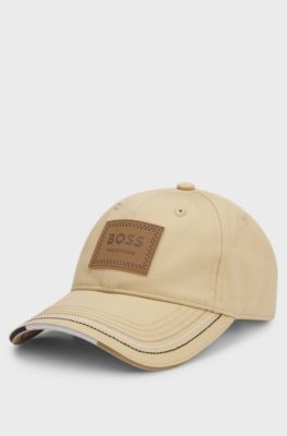 Equestrian cap with retro-inspired logo patch, Light Beige