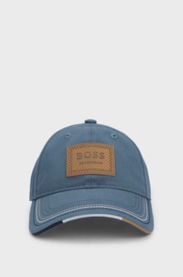 Equestrian cap with retro-inspired logo patch, Blue
