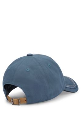 Equestrian cap with retro-inspired logo patch, Blue