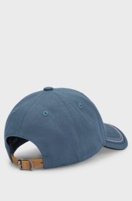 Equestrian cap with retro-inspired logo patch, Blue