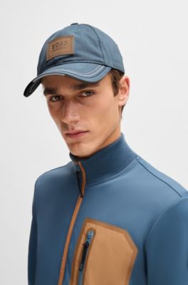 Equestrian cap with retro-inspired logo patch, Blue