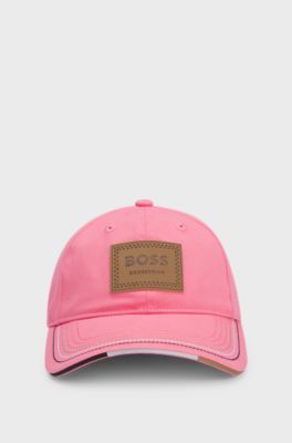 Equestrian cap with retro-inspired logo patch, Pink
