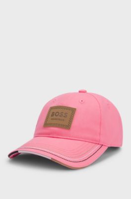 Equestrian cap with retro-inspired logo patch, Pink