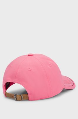 Equestrian cap with retro-inspired logo patch, Pink