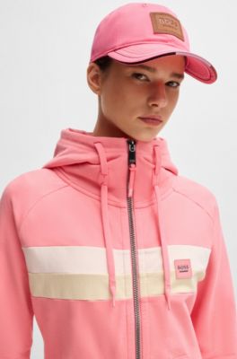 Casquette d&rsquo;&eacute;quitation avec patch logot&eacute; d&rsquo;inspiration r&eacute;tro, Rose