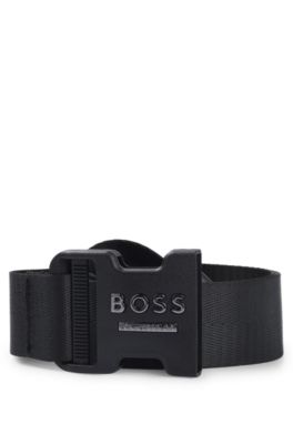 Equestrian webbing belt with glove hook, Black