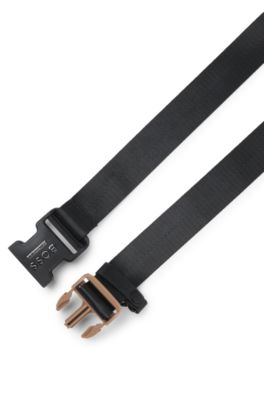 Equestrian webbing belt with glove hook, Black