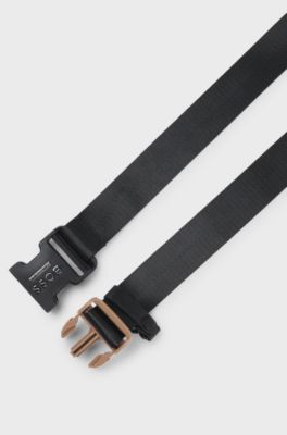 Equestrian webbing belt with glove hook, Black