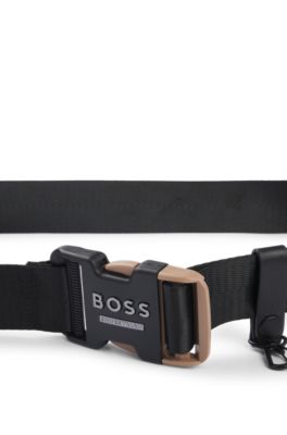 Equestrian webbing belt with glove hook, Black