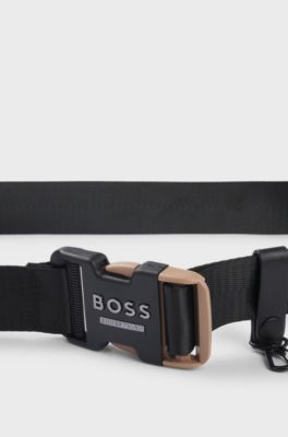 Equestrian webbing belt with glove hook, Black