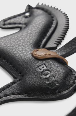 Equestrian key ring in faux leather, Brown