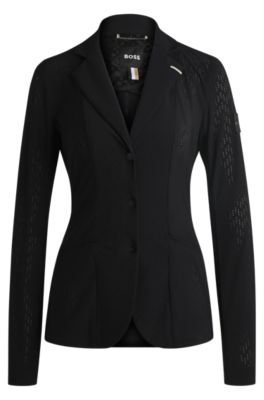 Veste de concours d&rsquo;&eacute;quitation en mati&egrave;re perfor&eacute;e, Noir