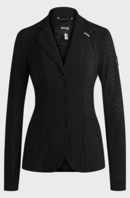 Equestrian show jacket in perforated material, Black