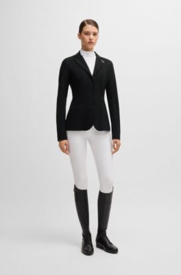 Veste de concours d&rsquo;&eacute;quitation en mati&egrave;re perfor&eacute;e, Noir