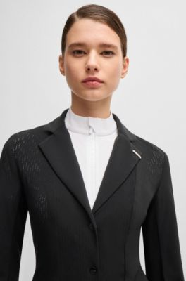 Veste de concours d&rsquo;&eacute;quitation en mati&egrave;re perfor&eacute;e, Noir