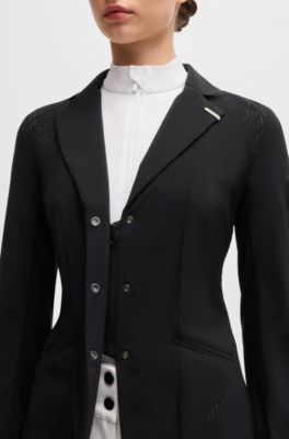 Equestrian show jacket in perforated material, Black