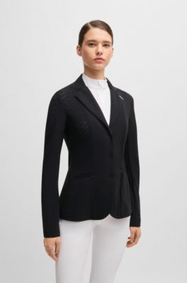Equestrian show jacket in perforated material, Black