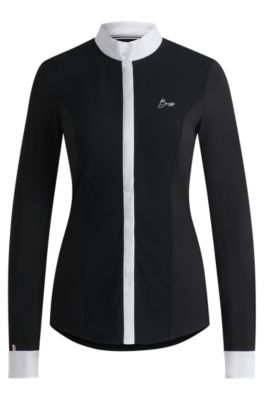 Equestrian show blouse with four-way stretch, Black
