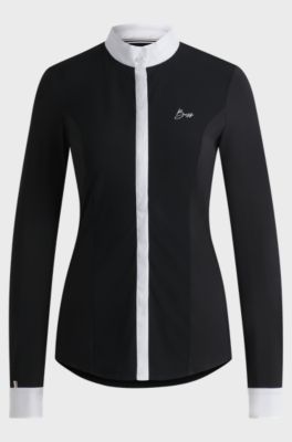 Equestrian show blouse with four-way stretch, Black