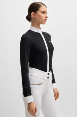 Showblouse met vierzijdige stretch voor ruiters, Zwart