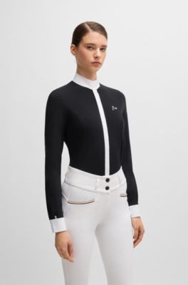 Equestrian show blouse with four-way stretch, Black