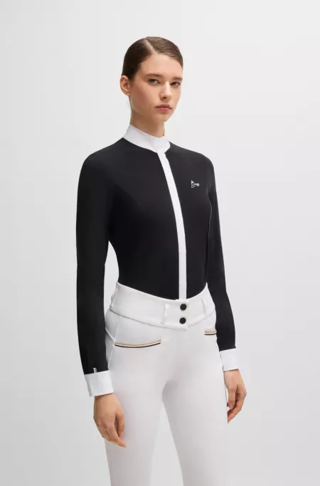 Equestrian show blouse with four-way stretch
