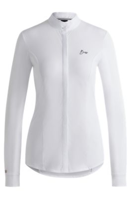 St&aelig;vneskjorte til hestesport med firvejsstr&aelig;k, Hvid