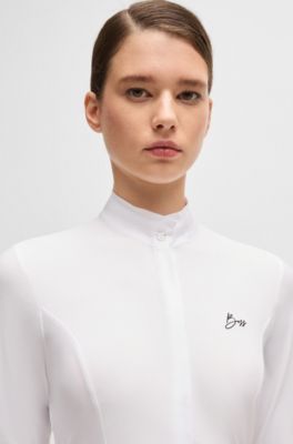 4방 스트레치 이퀘스트리언 쇼 블라우스, 화이트