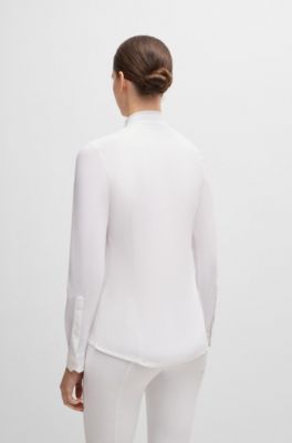Showblouse met vierzijdige stretch voor ruiters, Wit