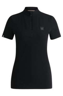 Equestrian show shirt in ribbed stretch fabric, Black