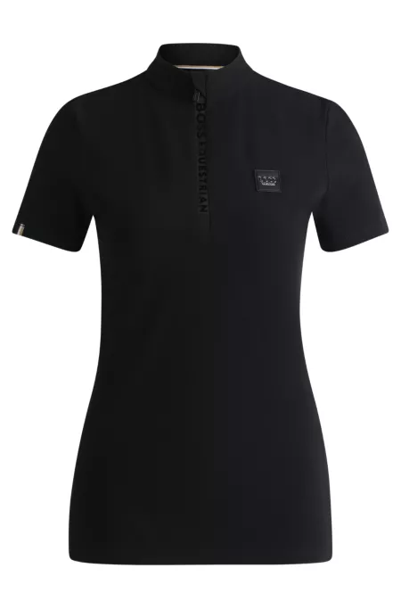 Equestrian show shirt in ribbed stretch fabric