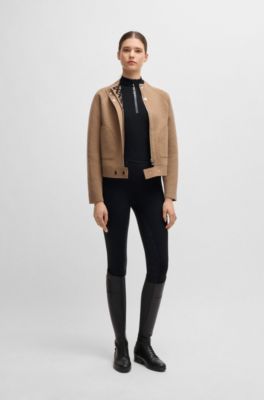 Equestrian show shirt in ribbed stretch fabric, Black