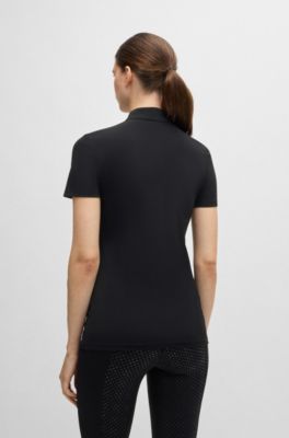 Camicia da sfilata equestre in tessuto elasticizzato a coste, Nero