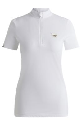 Equestrian show shirt in ribbed stretch fabric, White