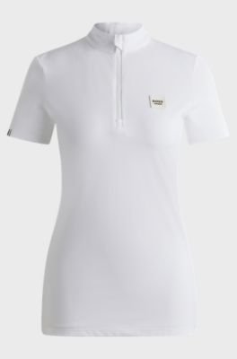 Wedstrijdshirt voor ruiters van geribbeld stretchmateriaal, Wit