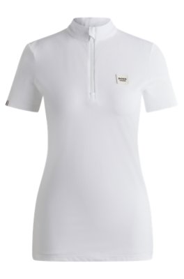 Equestrian show shirt in ribbed stretch fabric