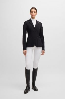 Wedstrijdshirt voor ruiters van geribbeld stretchmateriaal, Wit