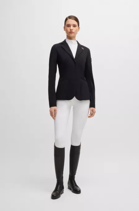 Equestrian show shirt in ribbed stretch fabric