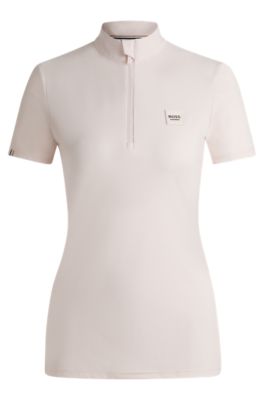 Reitsport-Turnierhemd aus geripptem Stretch-Gewebe, Hellrosa