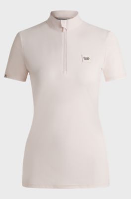 Equestrian show shirt in ribbed stretch fabric, light pink