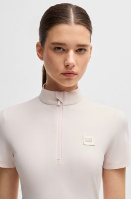 Equestrian show shirt in ribbed stretch fabric, light pink